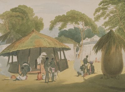 Afrikanisches Dorf, veröffentlicht 1806 (Lithographie) von W. Alexander